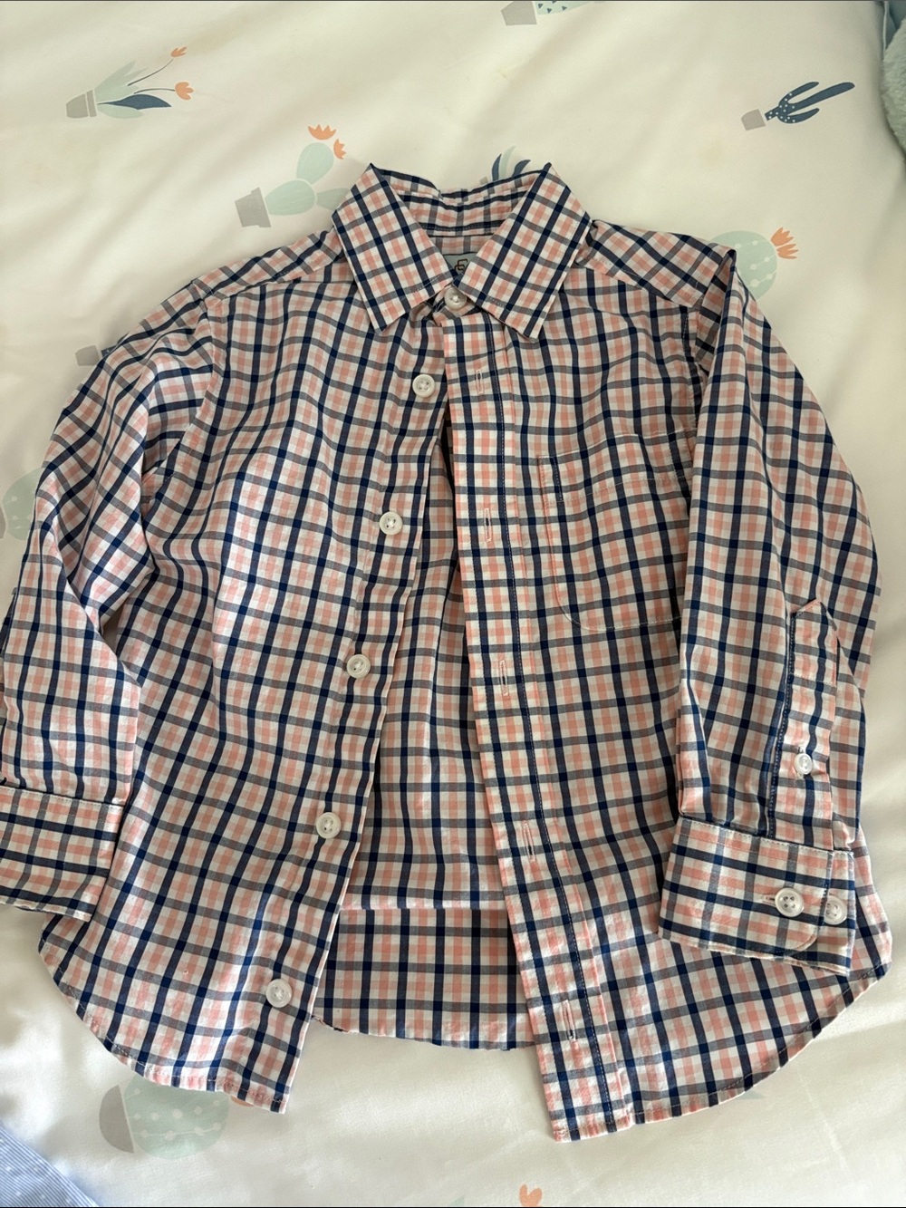 Class Club Plaid Button-Down Shirt in Navy & Peach